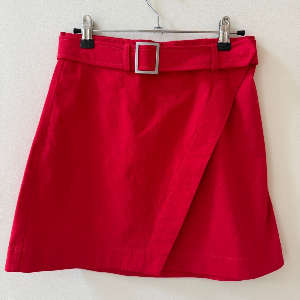 Anthropologie Red Mini Skirt with Belt
